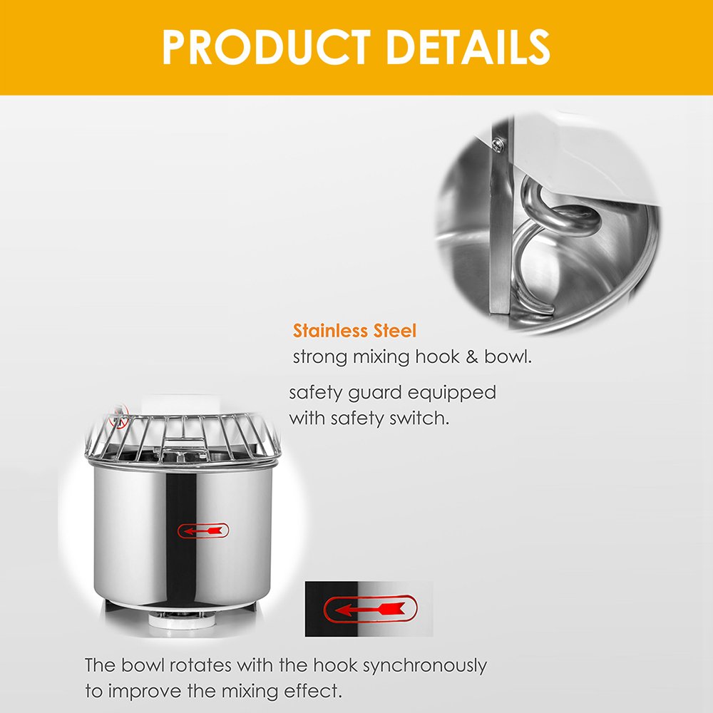 20L 8KG Professional Dough Egg Blender With Safety Switch High Efficient Motor Cake Pastry Mixer Stand Food Mixer Spiral Mixer