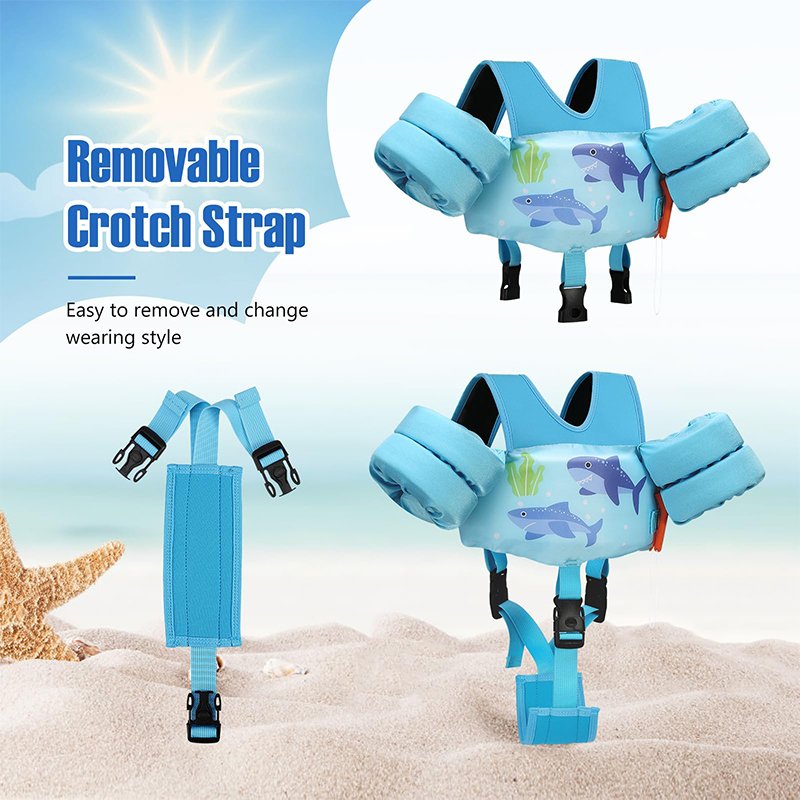 Non-inflatable Blue Baby Swimming Safely Jumper Detachable Button Fission Use Swim Equipment Arm Float Life Vest Water For Kids