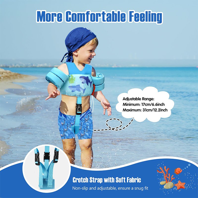 Non-inflatable Blue Baby Swimming Safely Jumper Detachable Button Fission Use Swim Equipment Arm Float Life Vest Water For Kids