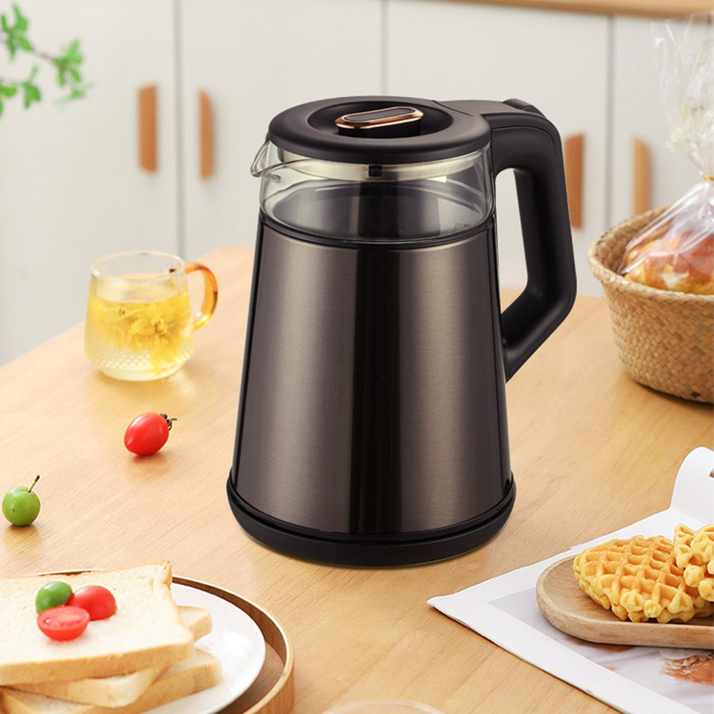 1.7L 1355W Household Portable Factory Customized Fashion Glass Stainless Steel Electric Kettle