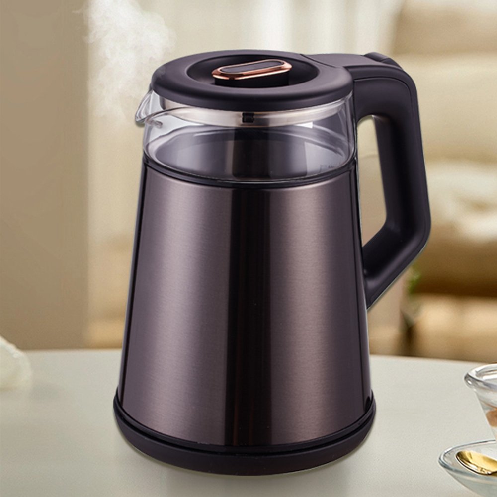 1.7L 1355W Household Portable Factory Customized Fashion Glass Stainless Steel Electric Kettle