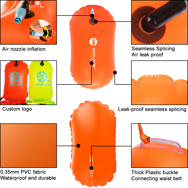 8kgs Waterproof Patented PVC Inflatable Water Sport Swimming Tow Float Dry Bag Open Water Swim Buoy