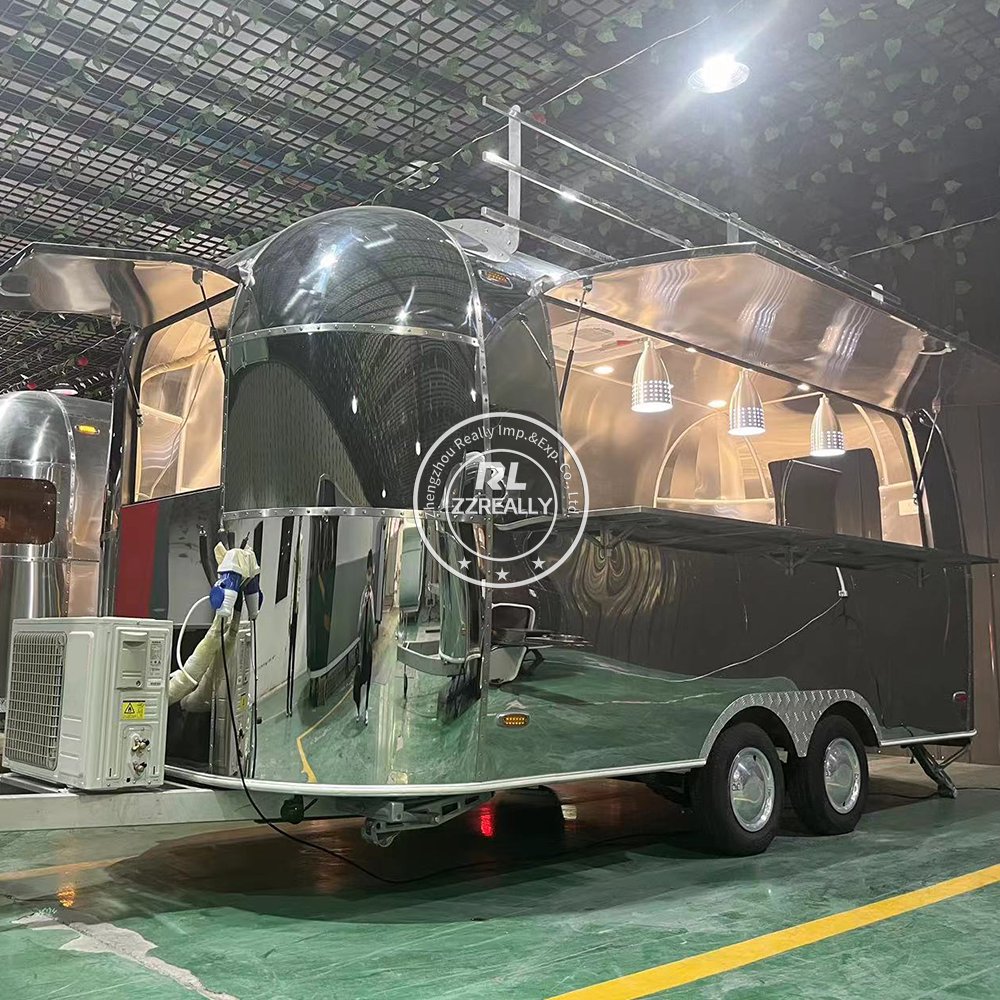 Promotion Park Outdoor Airstream Fast Food Trailer Fully Equipped Mobile Food Vending Van Cart