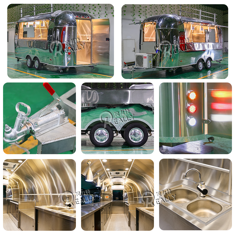 Promotion Park Outdoor Airstream Fast Food Trailer Fully Equipped Mobile Food Vending Van Cart