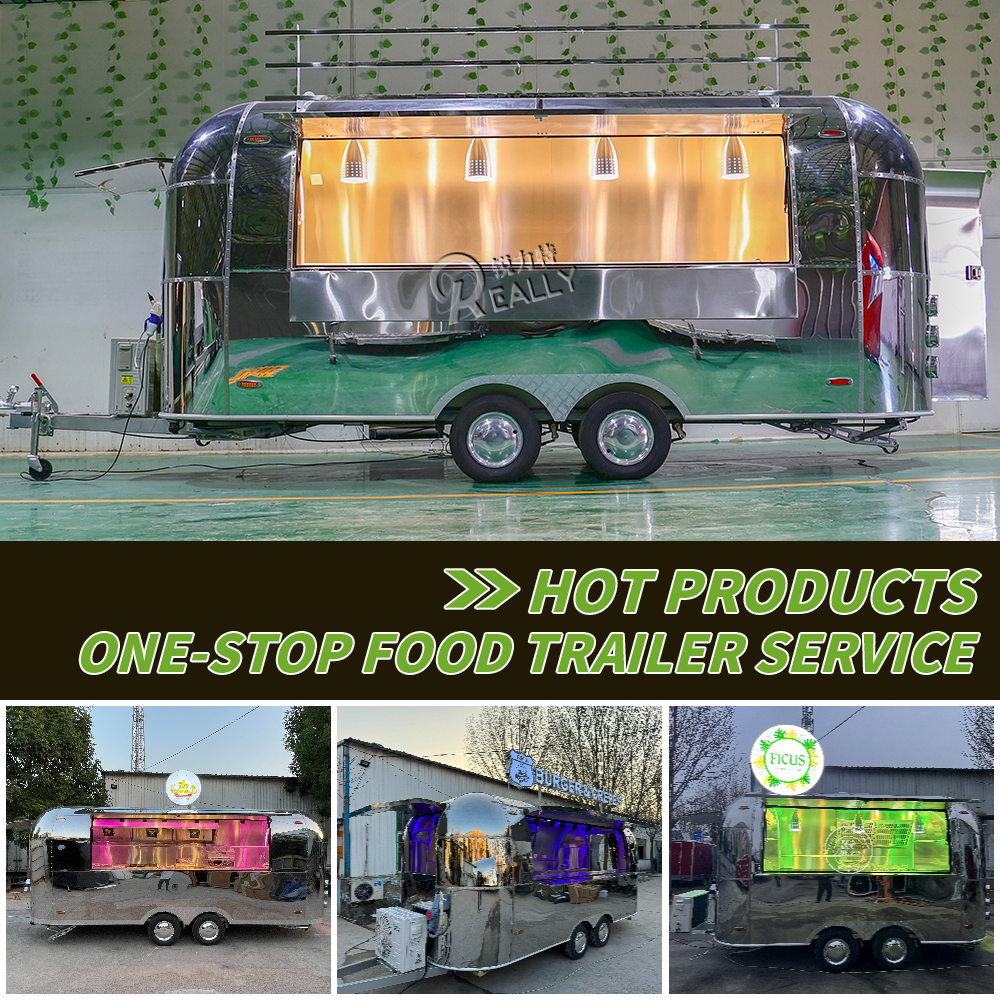 Promotion Park Outdoor Airstream Fast Food Trailer Fully Equipped Mobile Food Vending Van Cart
