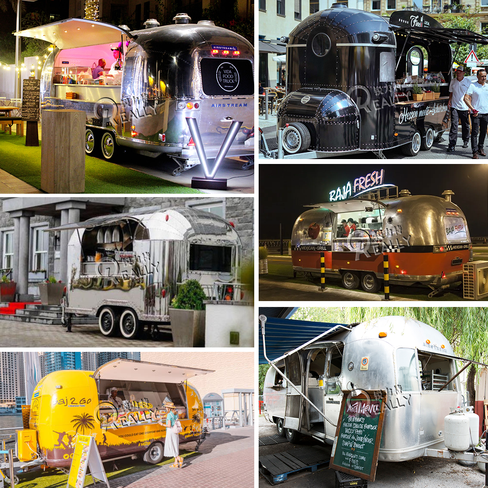 Promotion Park Outdoor Airstream Fast Food Trailer Fully Equipped Mobile Food Vending Van Cart