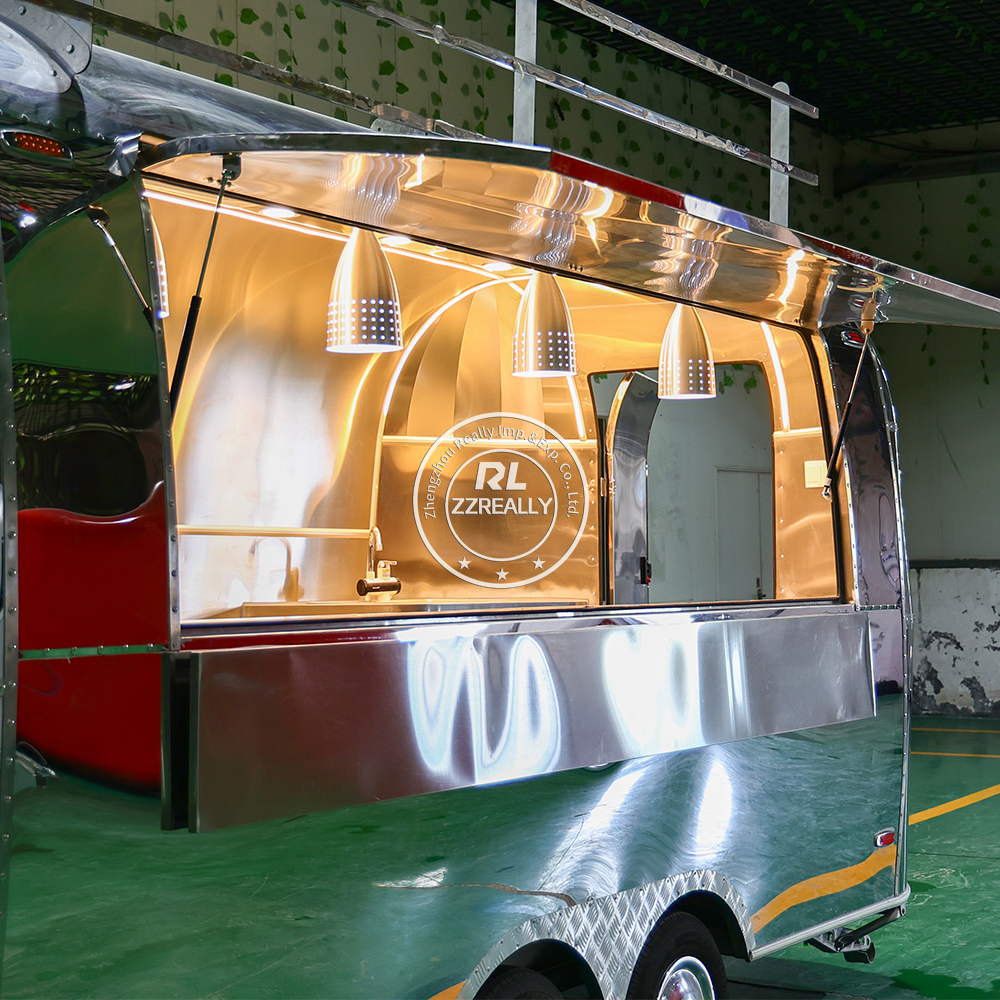 Promotion Park Outdoor Airstream Fast Food Trailer Fully Equipped Mobile Food Vending Van Cart