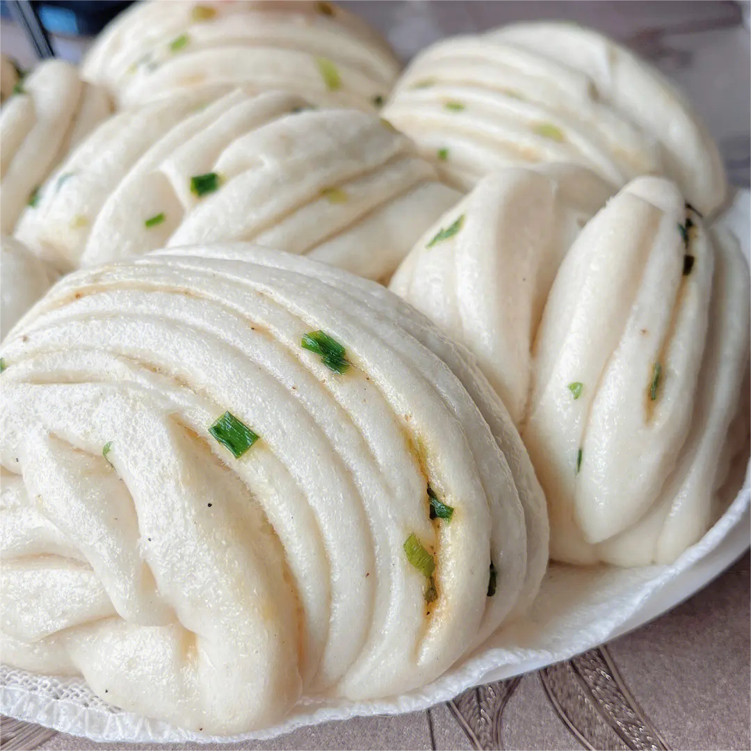 HACCP Certified Scallion Flavor Roll Steamed Bun Steamed Bread Steam Twisted Roll Huajuan