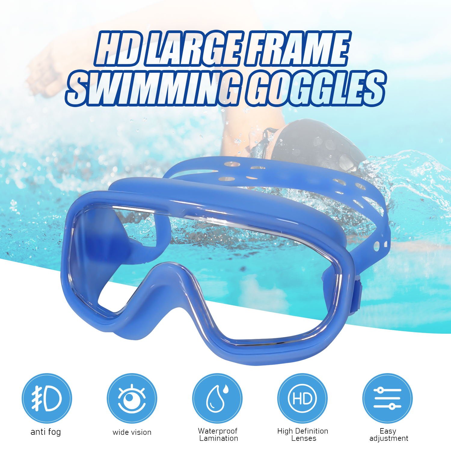 Adult Prescription Lens Myopia Anti Fog Comfortable Silicone Watersports Swimming Goggles