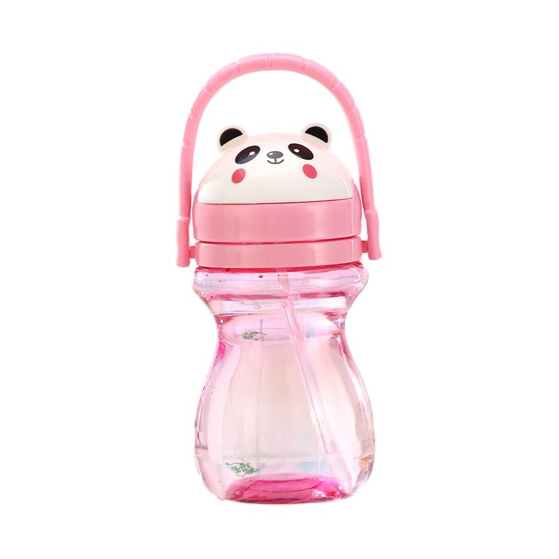 child safety bottle cover Animal head water drinking bottle for children Outdoor Sports Drink Bottle With Long Straw