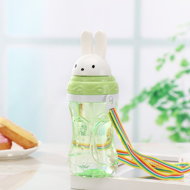 child safety bottle cover Animal head water drinking bottle for children Outdoor Sports Drink Bottle With Long Straw
