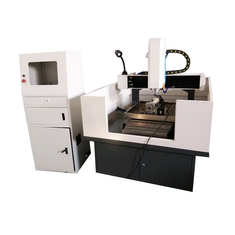 Half Cover 4040 6060 CNC Metal Mould Machine With Rotary Device For Metal Aluminum Brass 3D Mould Making