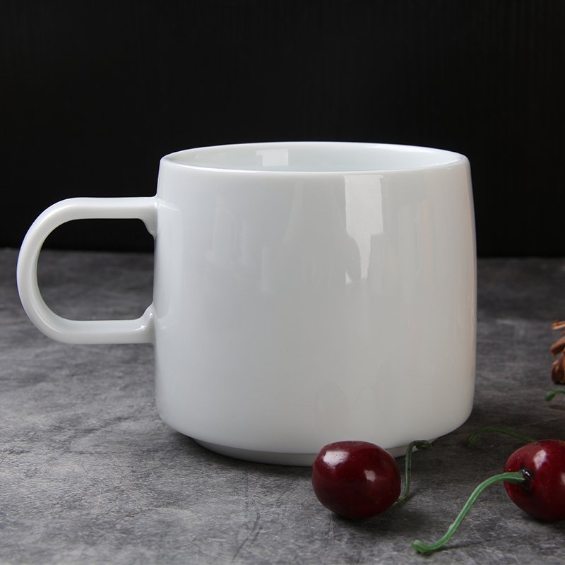 cheap factory pure white glazed stocked low MOQ porcelain custom cup coffee mug ceramic with logo