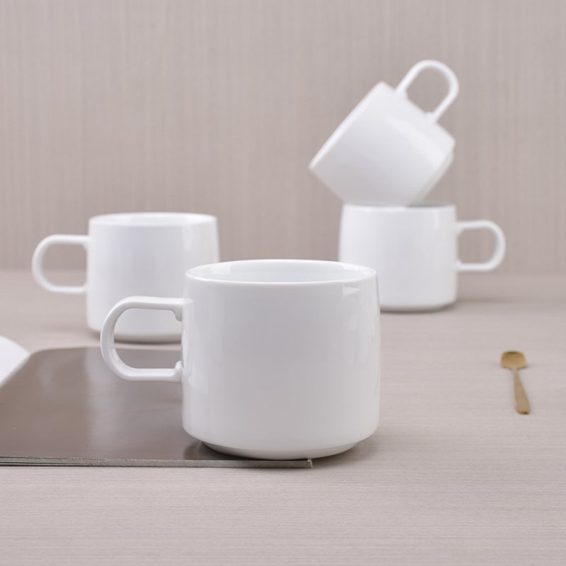 cheap factory pure white glazed stocked low MOQ porcelain custom cup coffee mug ceramic with logo