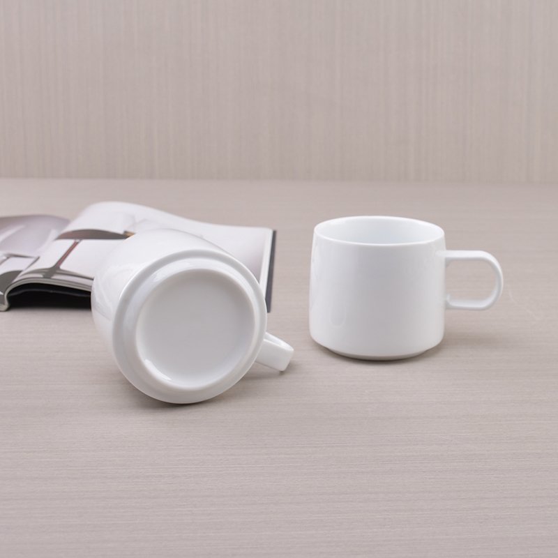 cheap factory pure white glazed stocked low MOQ porcelain custom cup coffee mug ceramic with logo