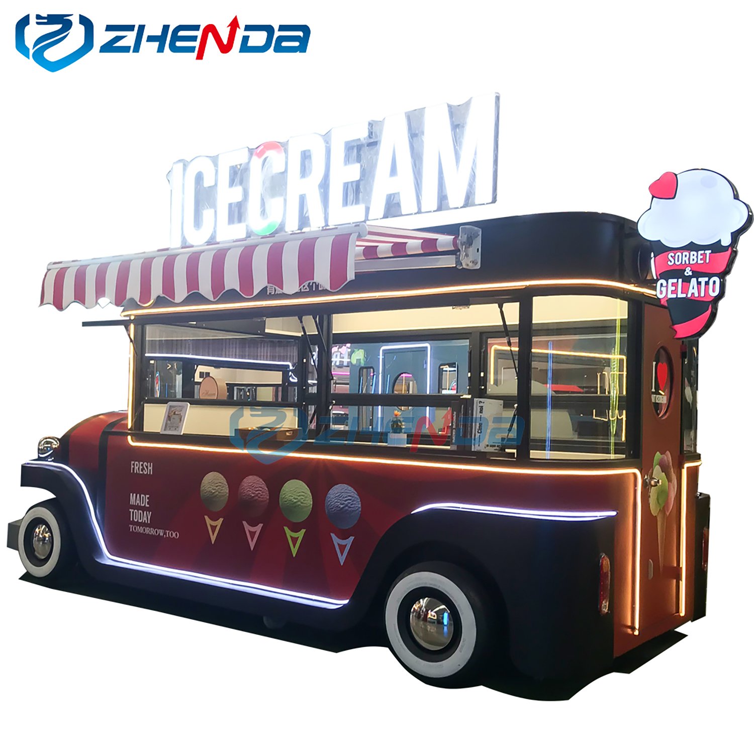 Custom Commercial Catering Electric Cart Trailer Mobile Kitchen Street Mobile Breakfast Cart Food Truck For Sale