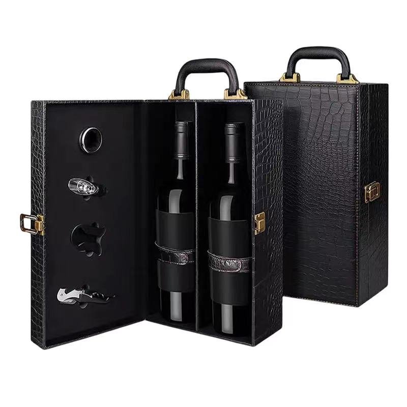 Custom Luxury Foldable cardboard packaging liquor set champagne whisky red wine bottles glass wine paper gift Wine Box