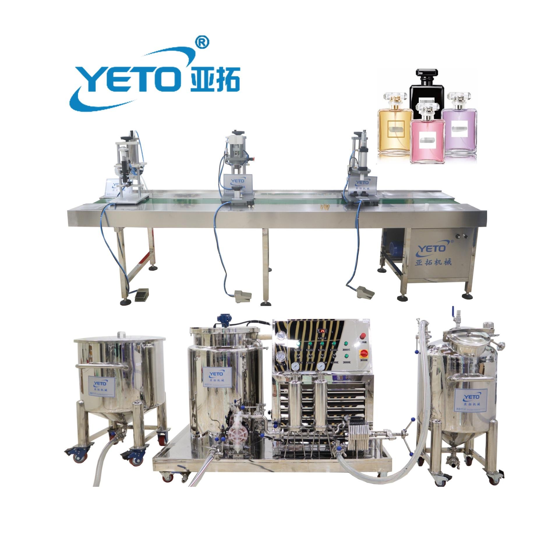 Yeto double heads pneumatic small size liquid essential oil products semi automatic vacuum perfume filling machine