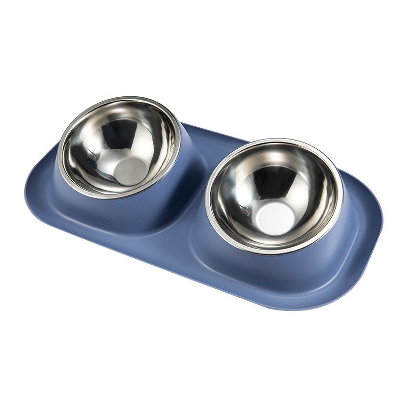 Customized new pet products accessories Non-Skid no spill water bowl double stainless steel pet cat dog feeder bowl