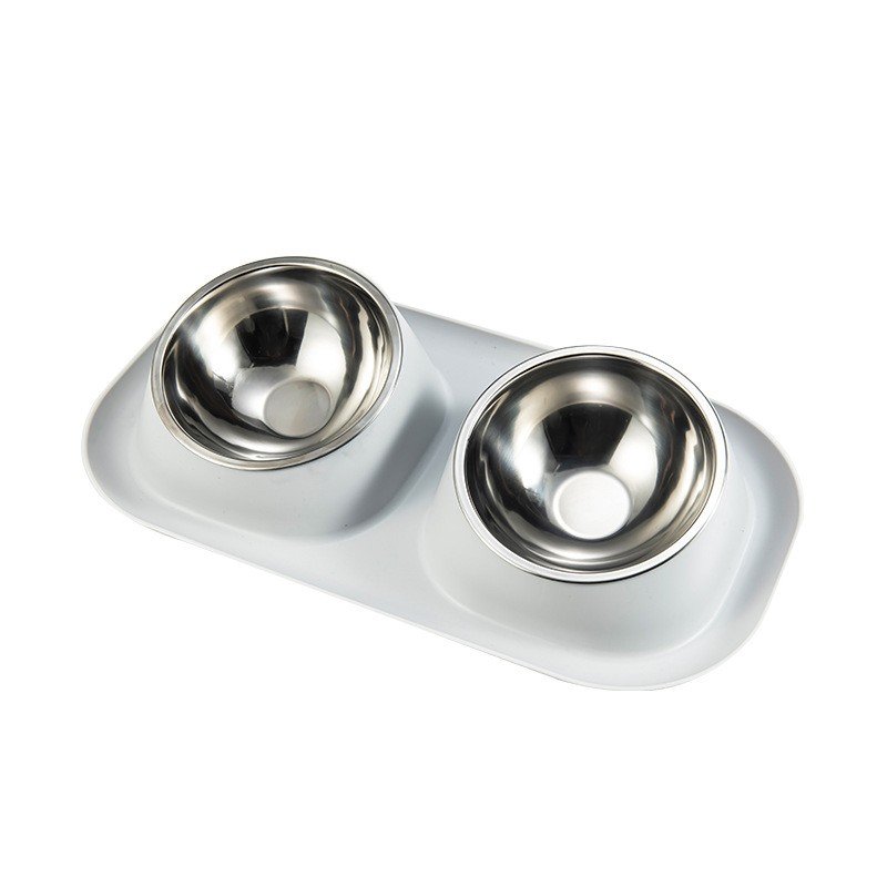 Customized new pet products accessories Non-Skid no spill water bowl double stainless steel pet cat dog feeder bowl