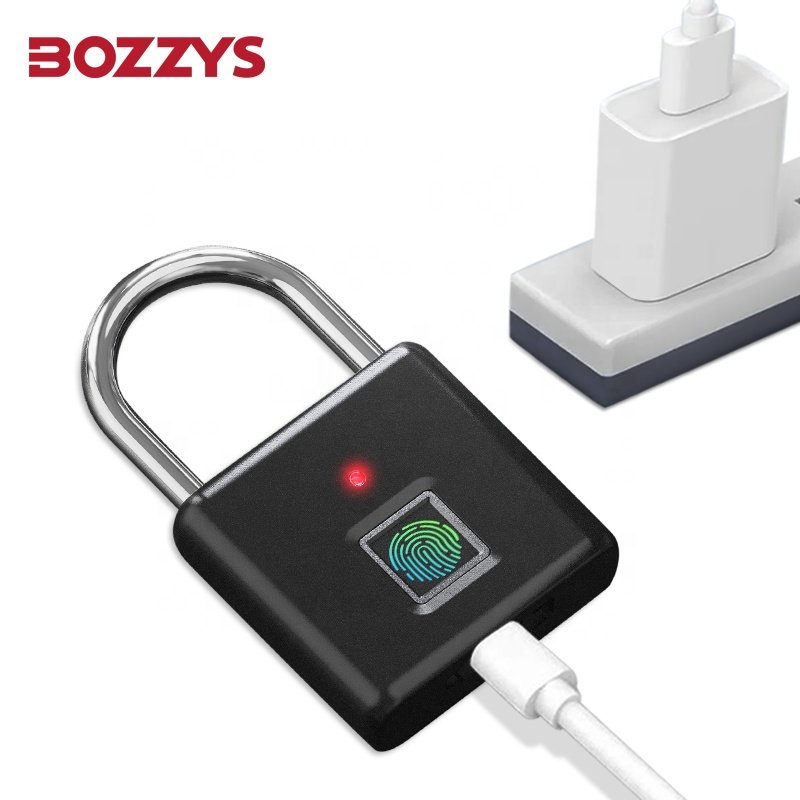 BOZZYS High quality Mini Rechargeable Small Portable Smart Waterproof Fingerprint Padlock Used for Suitcase Bag and Cabinet