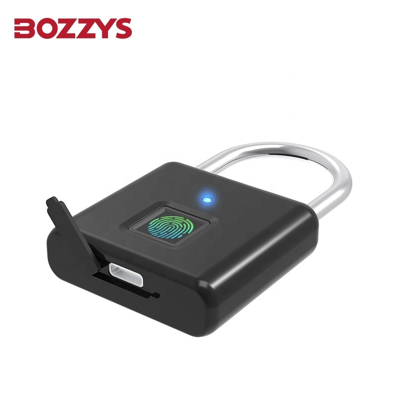 BOZZYS High quality Mini Rechargeable Small Portable Smart Waterproof Fingerprint Padlock Used for Suitcase Bag and Cabinet