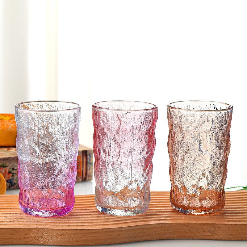 Frosted Tree Bark Glass Water Tea Cup