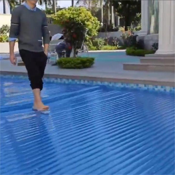 For Kids safety Transparent Blue PC Blades With Reel Pool Cover