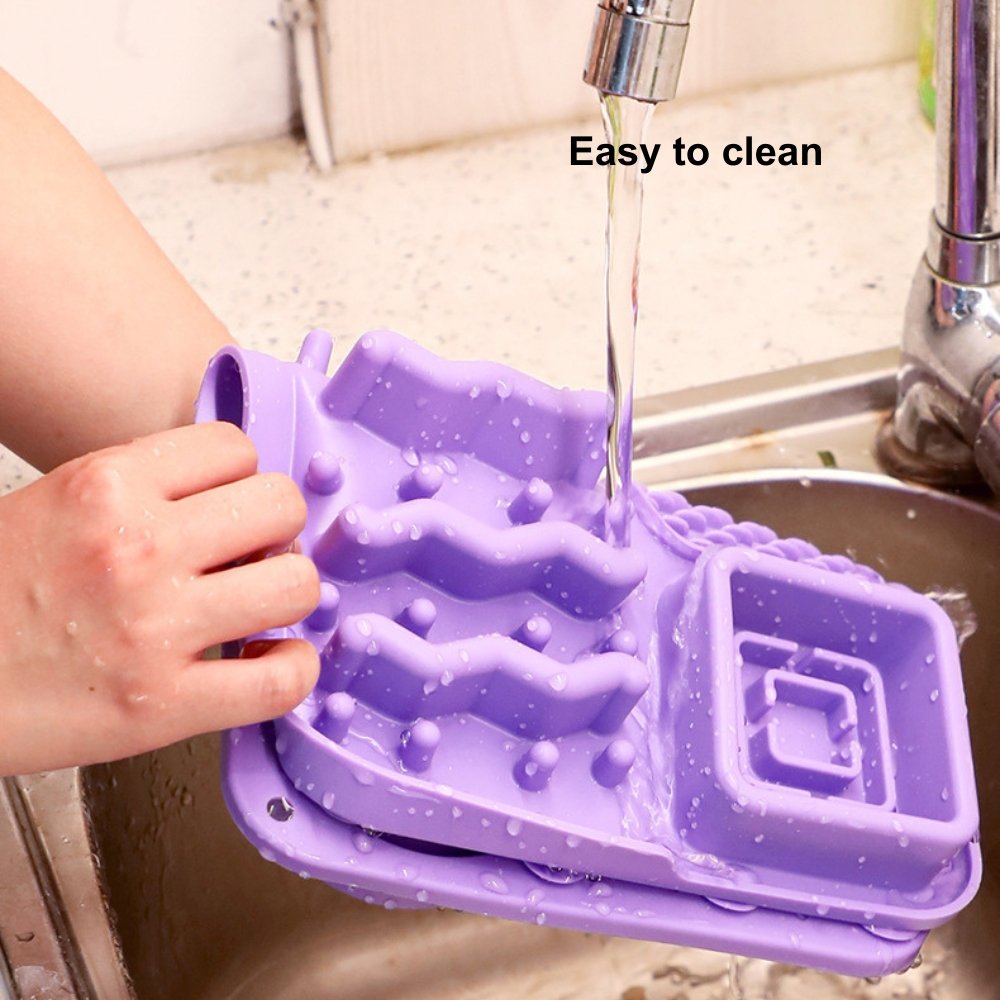 Pet Products Slow Feeder Dog Bowls with Lick Mat 2 in 1 Slow Down Eating Non Slip BPA Free Silicone Mat Pet Feeder Bowl
