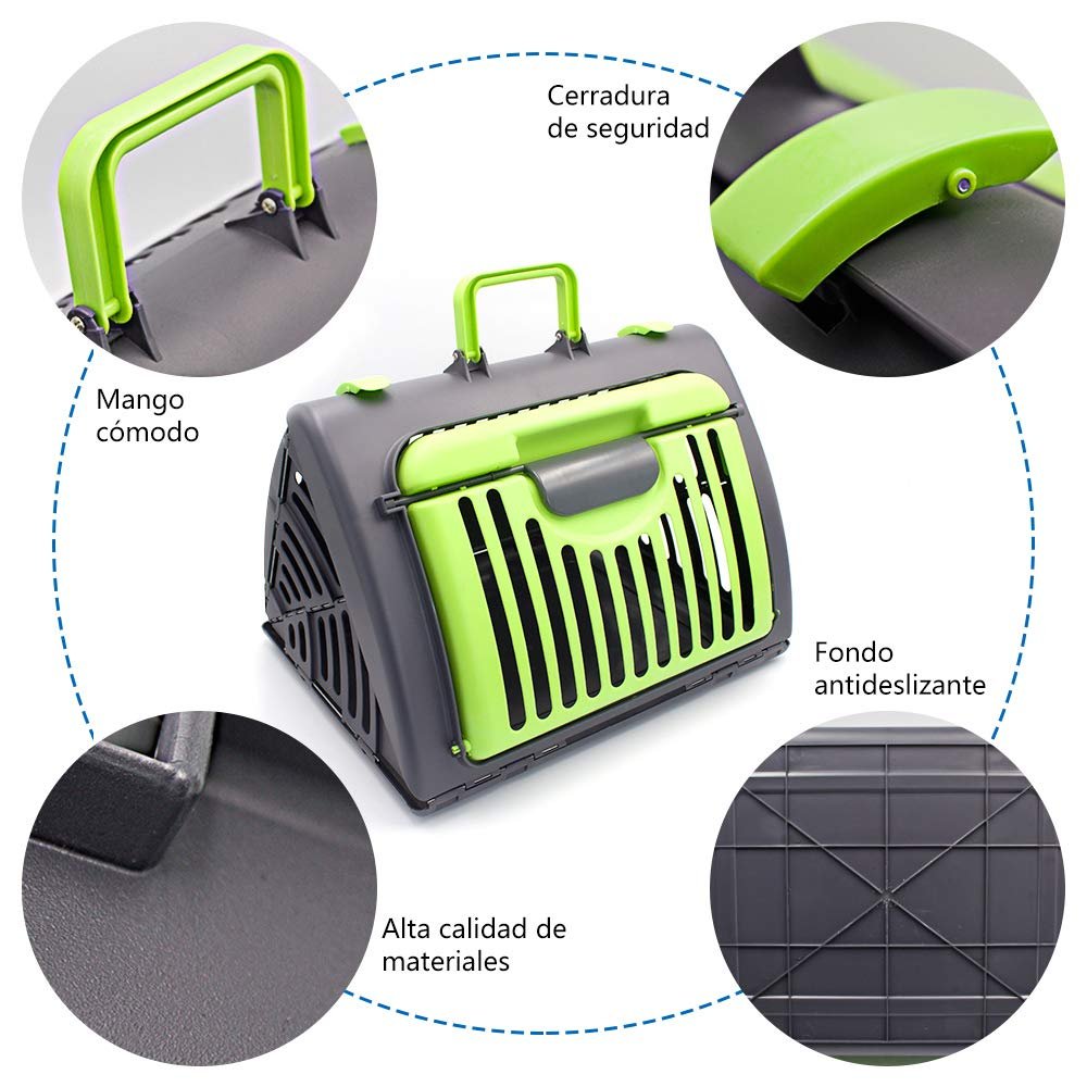 Petdom Designs Sport Pet Foldable Travel Cat Carrier With A Waterproof Bed - Front Door Plastic Collapsible Carrier