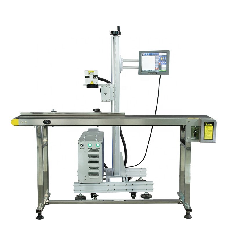 Gold Silver Copper Iron Conveyor 1064Nm Flying Type Fiber Laser Marking Machines production line for fiber laser marker Pen