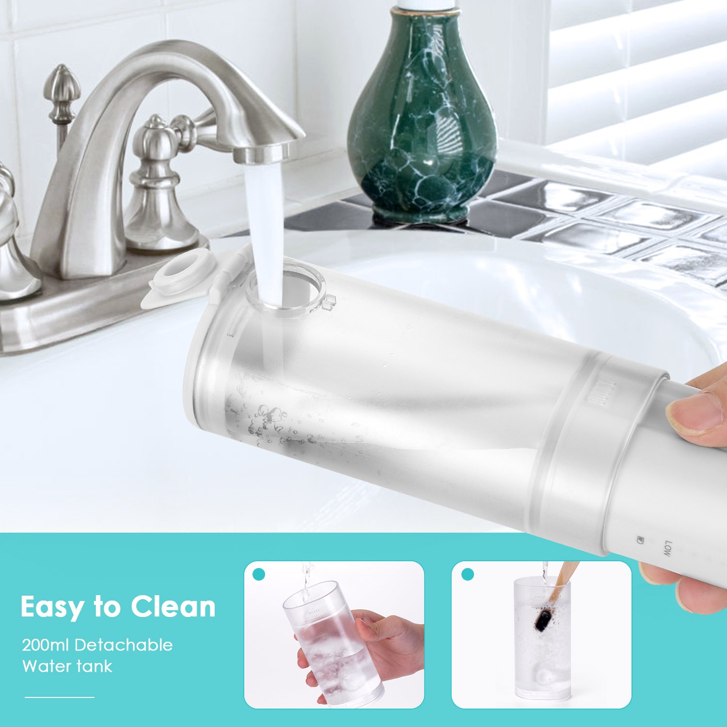 H2ofloss Travel Ipx7 Waterproof Dental Portable Cordless Oral Irrigator Water Flosser