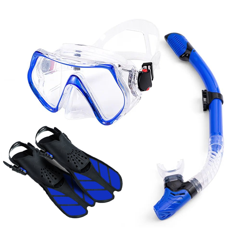 China Diving Mask Fins Set Suppliers Factory Wholesale Adults Diving Equipment Snorkel Fins Set With Diving Snorkeling Mask Set