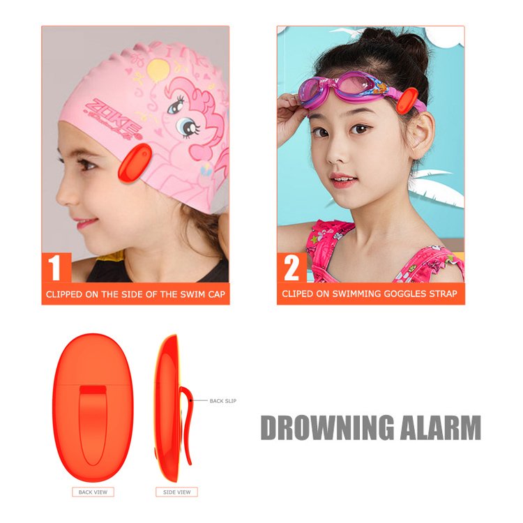 Pool Drowning alarm with LED light on Swimming cap Lifebuoy