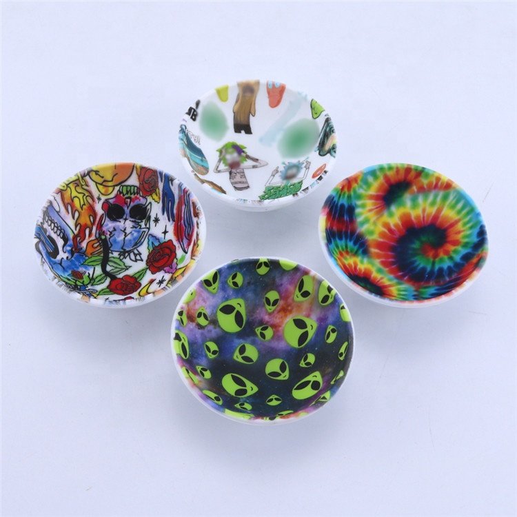 Cool Herb Water transfer Logos Print Tobacco Smoke Silicone Bowls Rolling Pocket Bowl Smoking Accessories