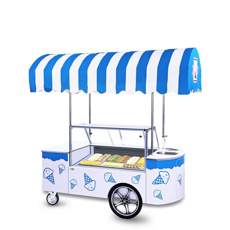 wholesale Novelty Qingdao Italian Ice Cream Frozen Yogurt Cart With Wheel