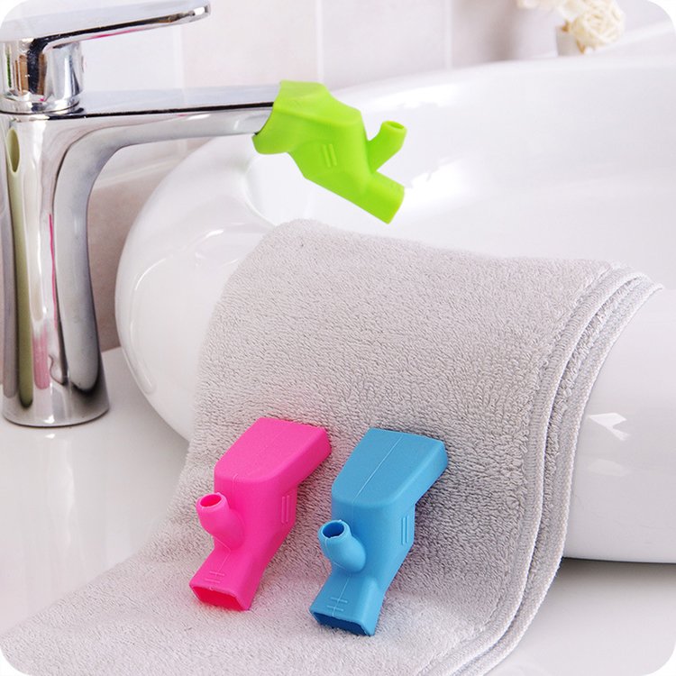Safety children water tap extender silicone faucet extender double exit two shape anti-slip faucet