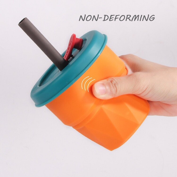 DG 400ml Straw Cup For Travel Foldable Portable Coffee Cup With High Temperature Resistance