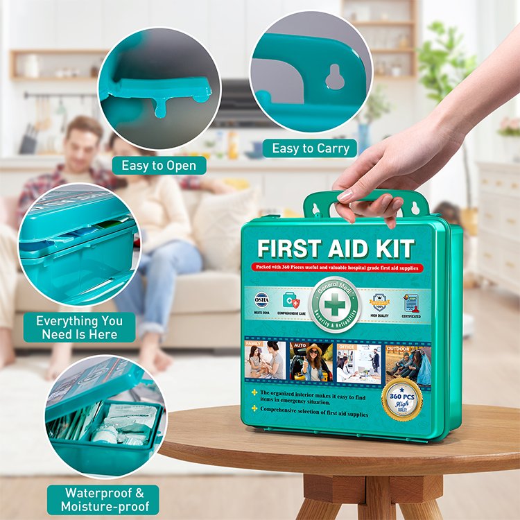 ANSI 2021 Complete 360PCS Eco-Friendly Medical Supplies Waterproof Case First Aid Kit Portable for Emergency Care