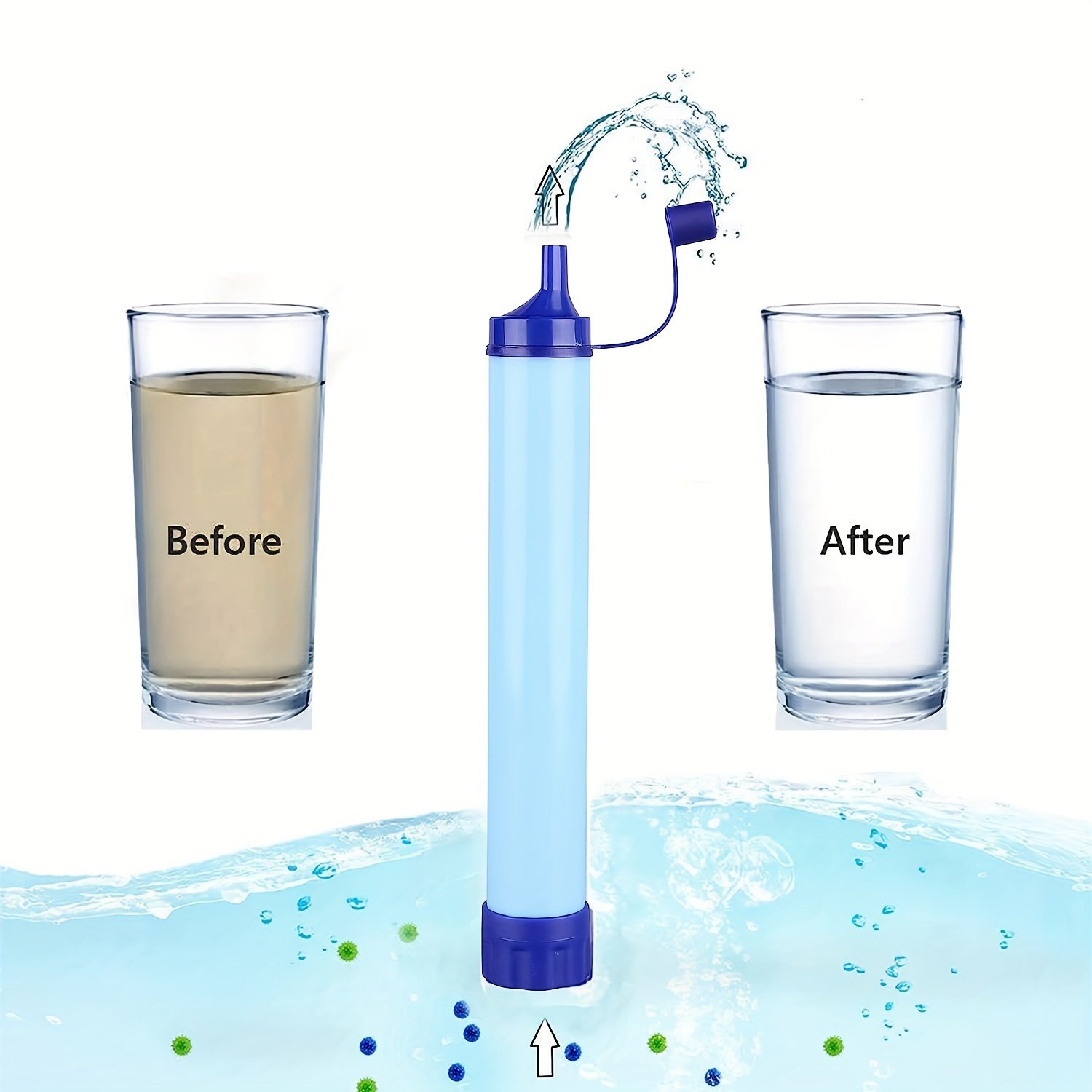 Outdoor Water Filter Personal Straw Water Filtration System Emergency Survival WaterPurifier Camping Hiking Climbing Backpacking