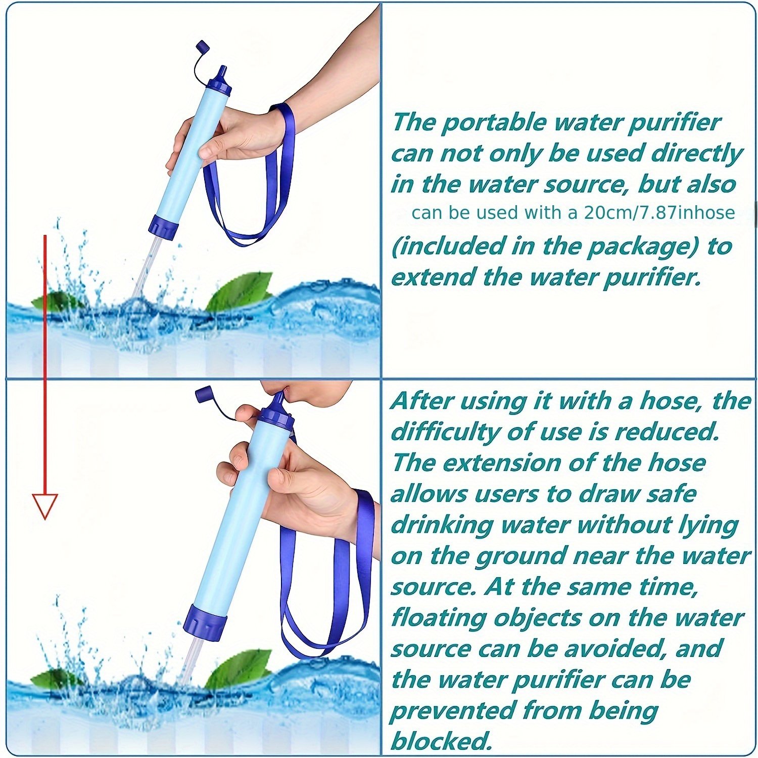 Outdoor Water Filter Personal Straw Water Filtration System Emergency Survival WaterPurifier Camping Hiking Climbing Backpacking