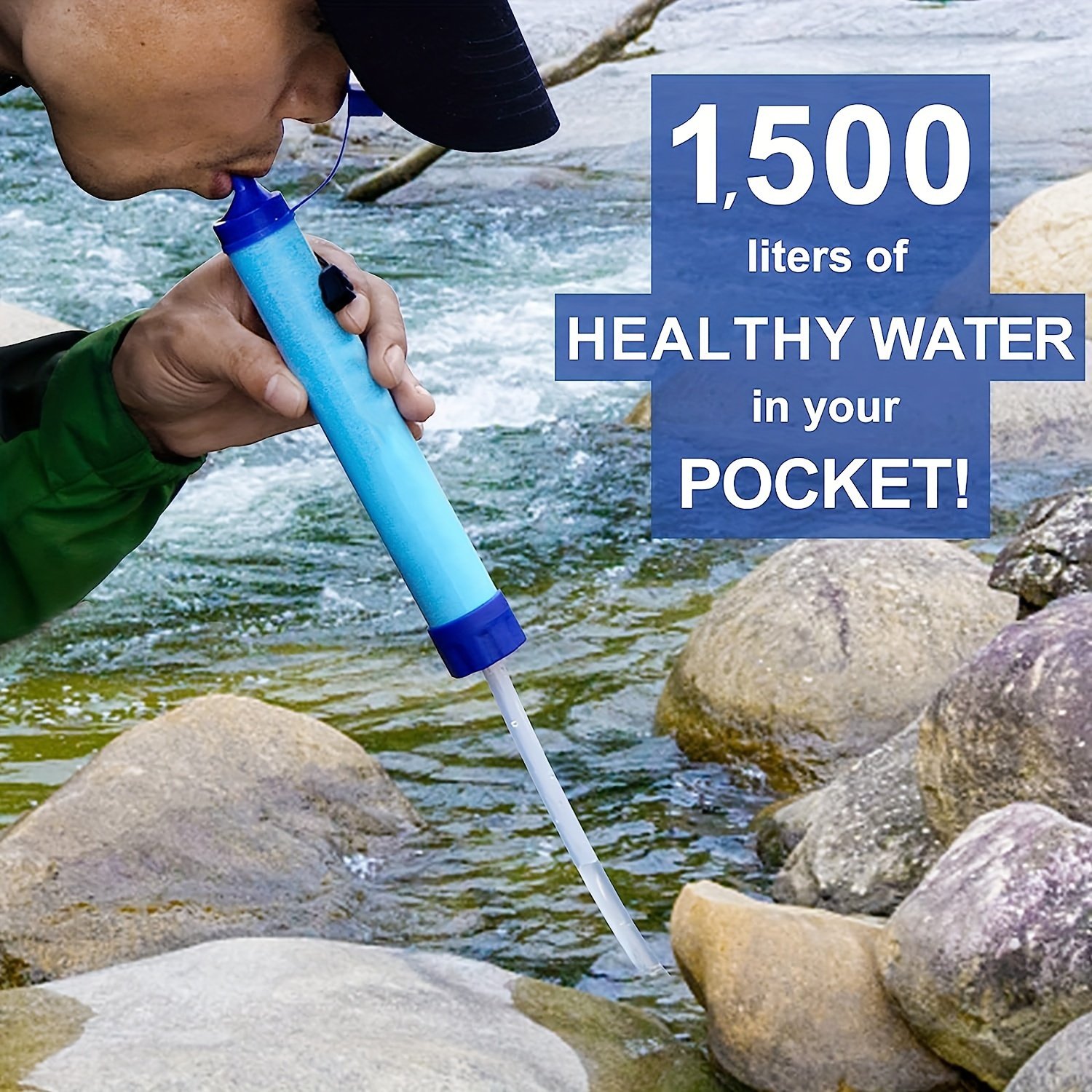 Outdoor Water Filter Personal Straw Water Filtration System Emergency Survival WaterPurifier Camping Hiking Climbing Backpacking