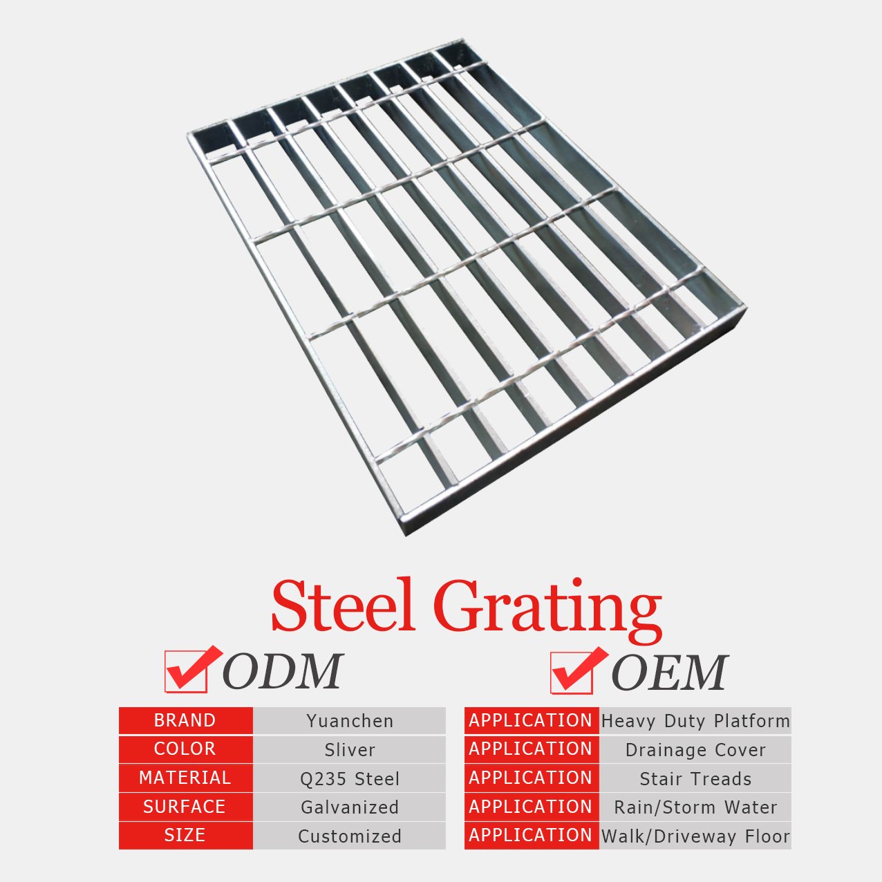 Hot Sale Steel Grate Deck For Car Wash Drain Drainage System Metal Galvanized Car Wash Steel Grating Floor