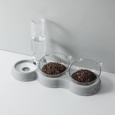 Pet Cat Bowl Automatic Feeder 3-in-1 Dog Cat Food Bowl With Water Fountain Double Drinking Raised Stand Dish Bowls For Cats