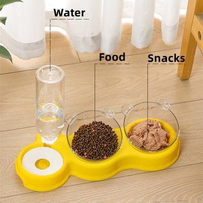 Pet Cat Bowl Automatic Feeder 3-in-1 Dog Cat Food Bowl With Water Fountain Double Drinking Raised Stand Dish Bowls For Cats