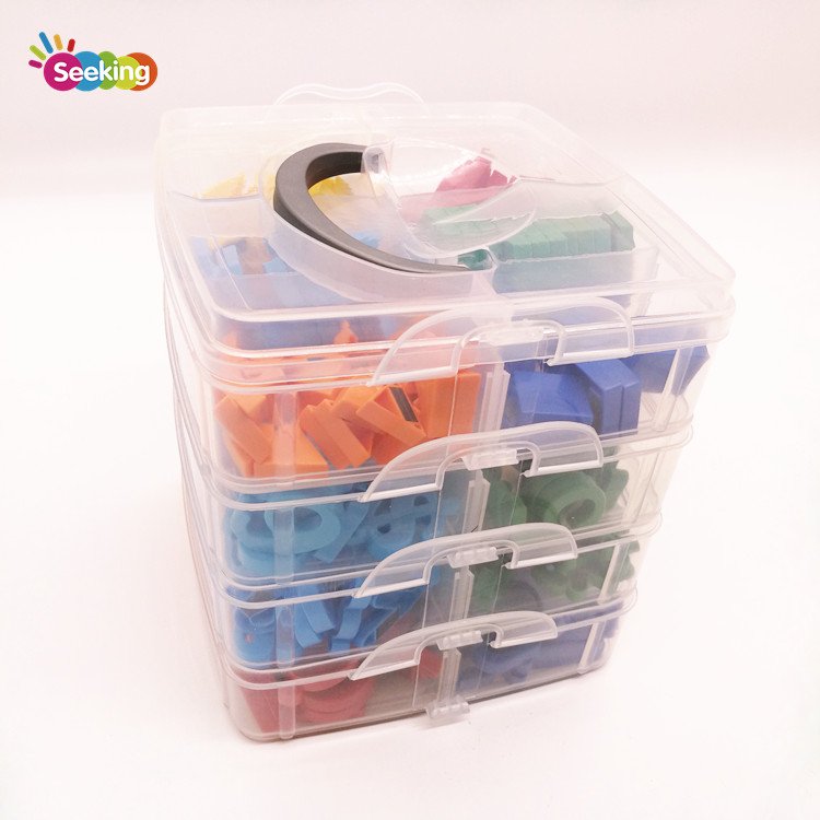 4 layer plastic kit box kids colourful magnetic letters and numbers and puzzle