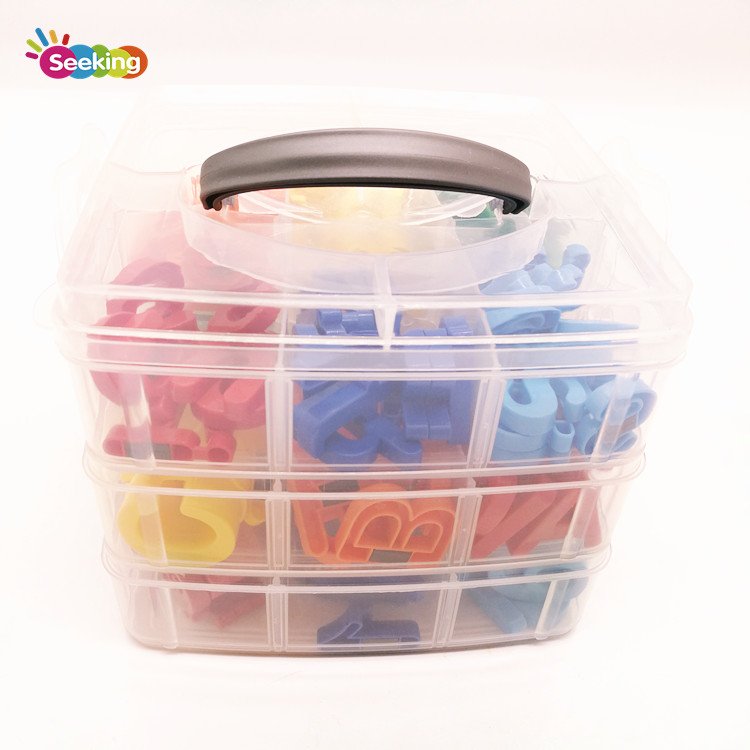4 layer plastic kit box kids colourful magnetic letters and numbers and puzzle