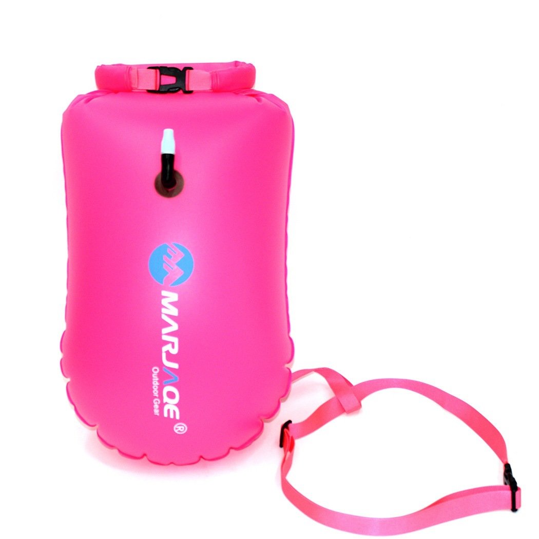 pvc 28l inflatable waterproof life saving airbag for safe swimming training dry bag tow float open water swim buoy safety