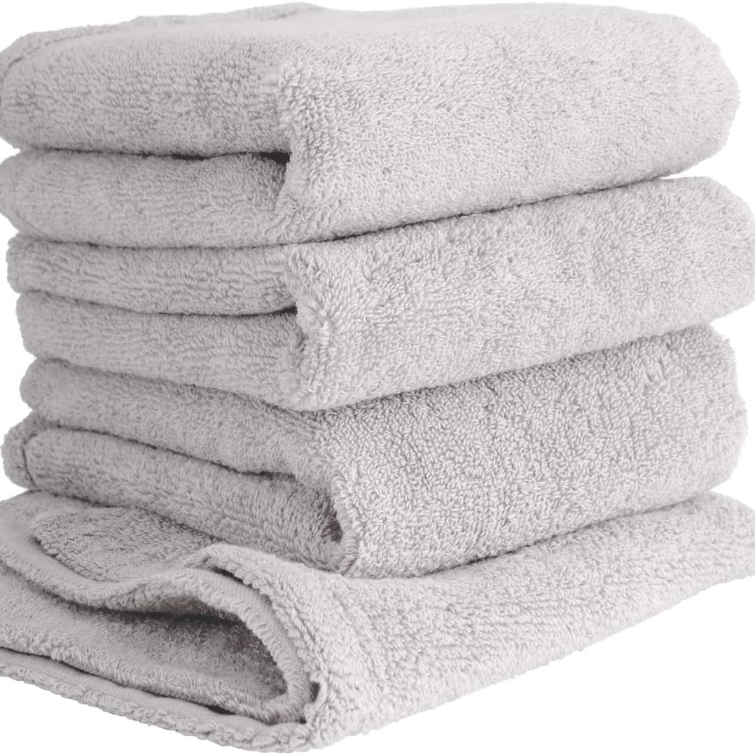 [Wholesale Products] 100% Organic Cotton Washcloth Made in Japan 34cm*36cm 400GSM Well Absorption Soft Fluffy Hand Towel Grey