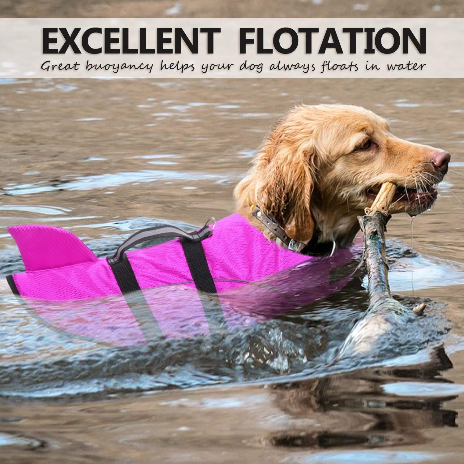 Nylon and Polyester Padded XS Dog Swimsuit with Shark Jacket Vest Water Safety Lifesaver featuring Buckles and Rescue Handle